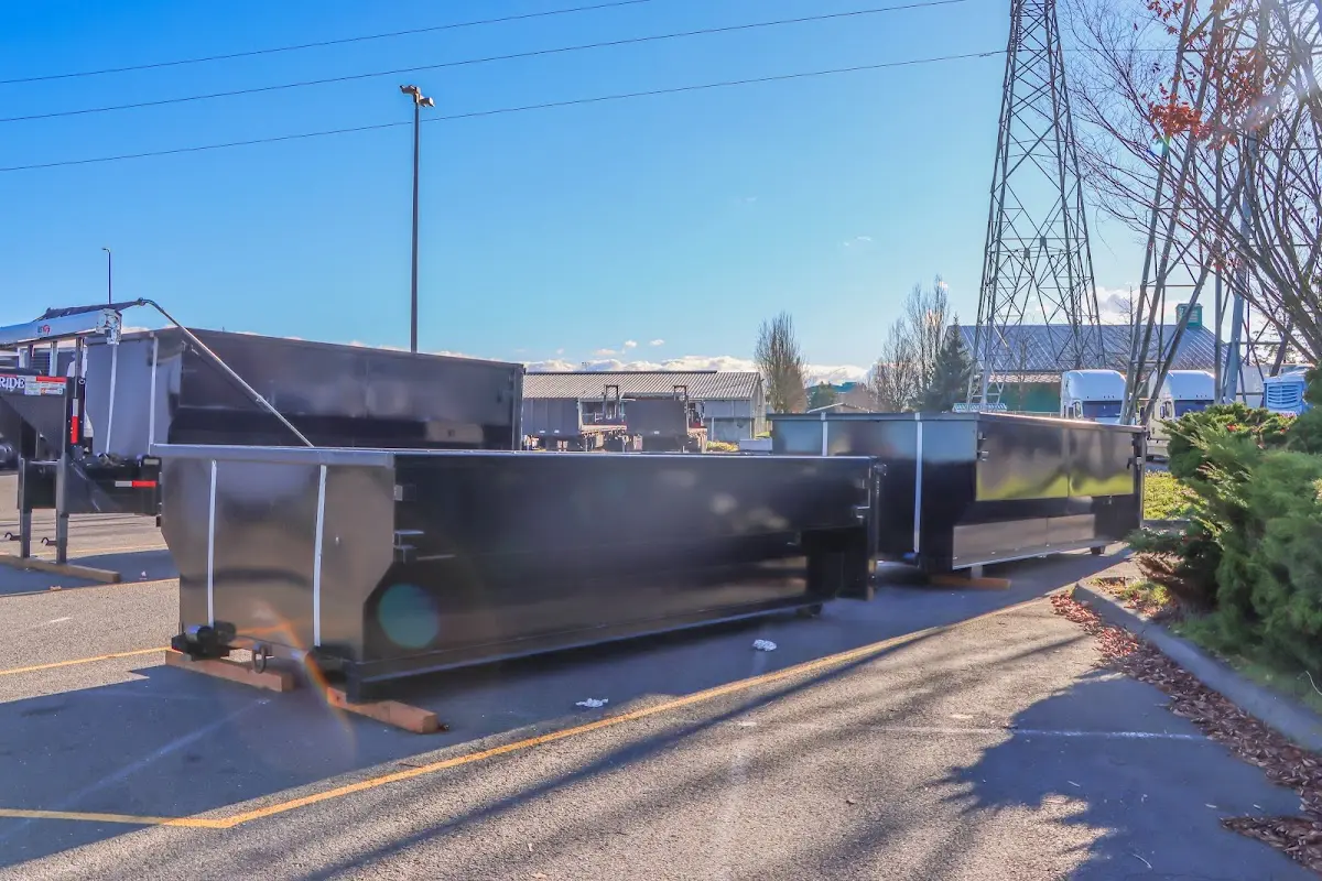 Roll-off dumpster ready for waste disposal at job site for 2 Yard Dumpster Rental in Uwchlan